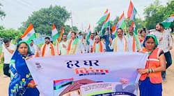 आजादी के अमृत महोत्सव के अवसर पर अहिवारा में भव्य तिरंगा यात्रा